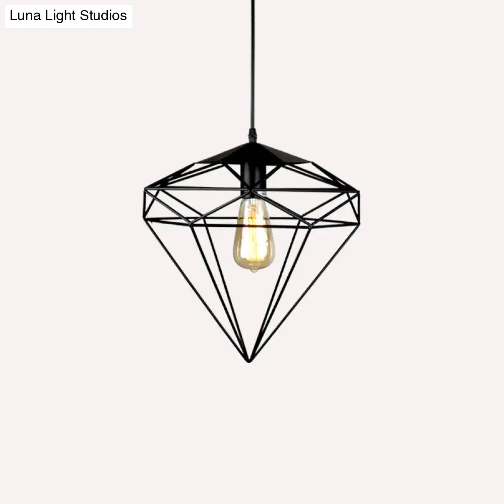 مصباح معلق من الحديد من الأحجار الكريمة العتيقة – تركيب معلق لغرفة الطعام مزود بمصباح واحد