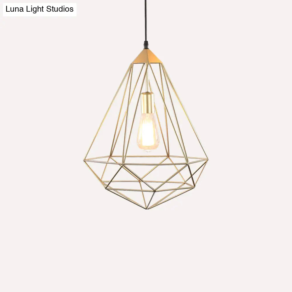 مصباح معلق من الحديد من الأحجار الكريمة العتيقة – تركيب معلق لغرفة الطعام مزود بمصباح واحد