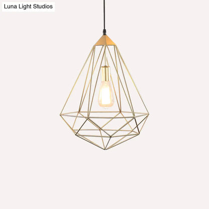 مصباح معلق من الحديد من الأحجار الكريمة العتيقة – تركيب معلق لغرفة الطعام مزود بمصباح واحد