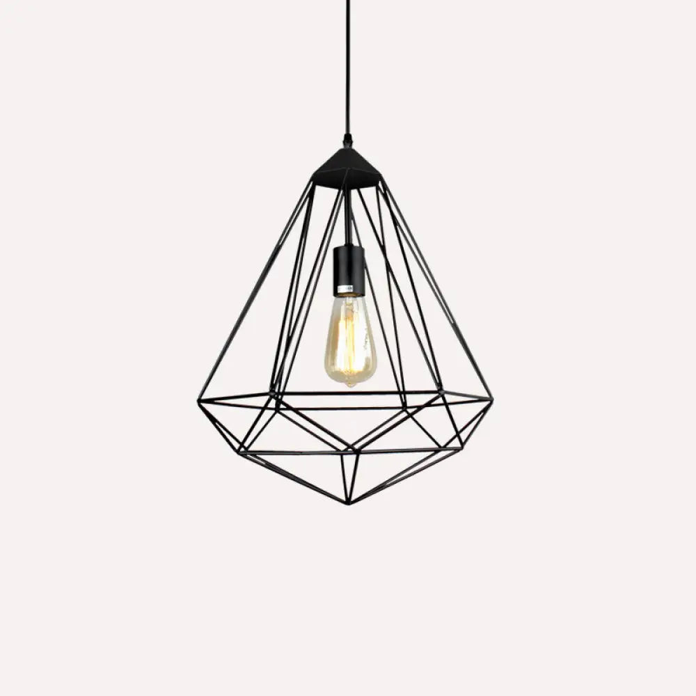 مصباح معلق من الحديد من الأحجار الكريمة العتيقة – تركيب معلق لغرفة الطعام مزود بمصباح واحد