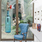 Antique Glass Water Pipe Pendant Light with Bottle Shade and Valve for Restaurant Ceiling Fixture - 1 Light Blue/Amber