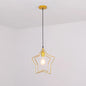 Antique Gold Star Cage Pendant Light for Dining Room - 1-Light Hanging Fixture