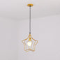 Antique Gold Star Cage Pendant Light for Dining Room - 1-Light Hanging Fixture