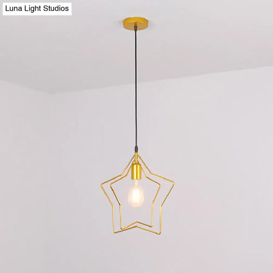 Lámpara colgante antigua dorada con forma de estrella para comedor - 1 luz