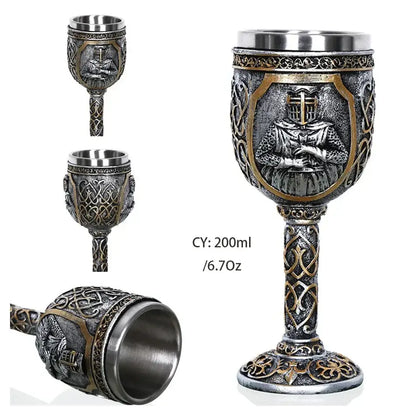 Antique gothic silver and gold dragon king goblet with celtic knotwork stem for decorbites dragon king whiskey glass