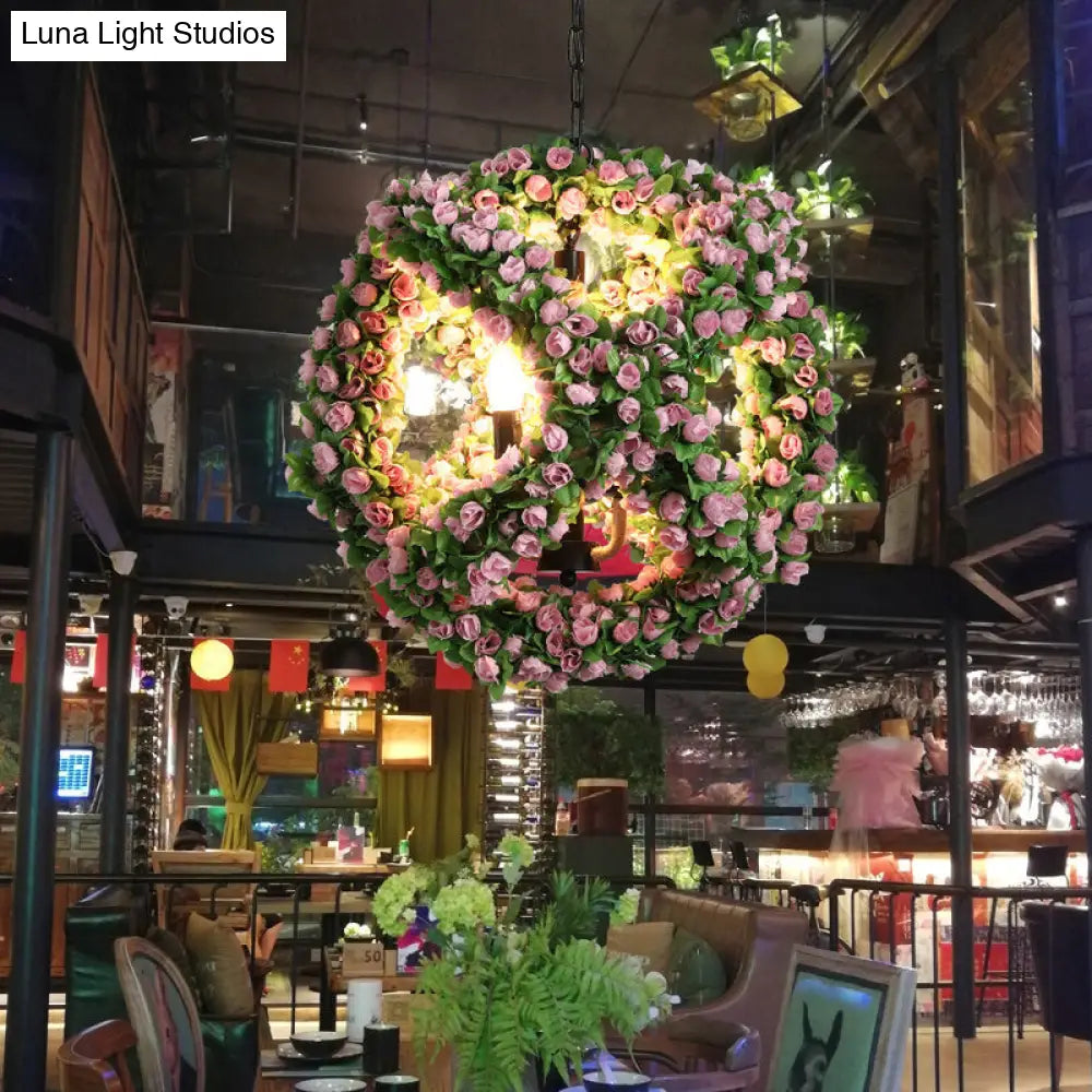 Antique Iron 3-Head Black Pendant Light with Sphere Design for Candlestick Restaurant Chandelier