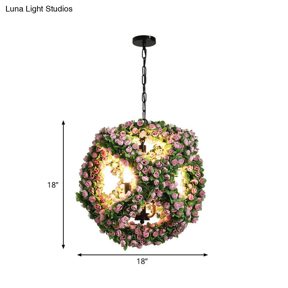 Lámpara colgante antigua de hierro negro de tres cabezas con diseño esférico para candelabro, ideal para restaurantes o lámparas de araña.