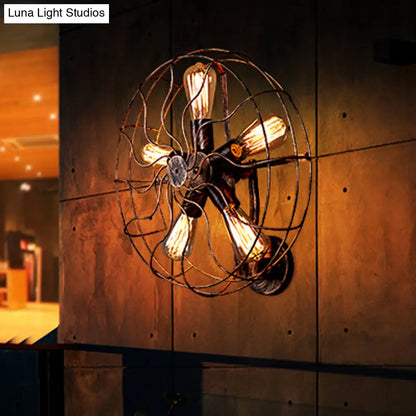 Aplique de pared DecorBites™ de hierro antiguo con forma de abanico - Amarillo-Negro, 5 luces, para escalera