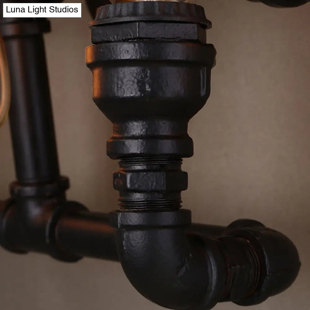 ديكوربايتس™ إضاءة أنبوبية من الحديد العتيق تُثبّت على الحائط، مصباح حائط أسود بستة رؤوس للمطاعم