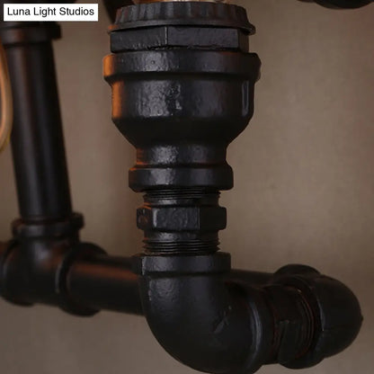 ديكوربايتس™ إضاءة أنبوبية من الحديد العتيق تُثبّت على الحائط، مصباح حائط أسود بستة رؤوس للمطاعم