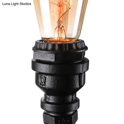 Lámpara de pared antigua de hierro - Elegante aplique rectangular de tubo negro/óxido para dormitorio