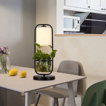 Lámpara de mesilla de noche LED antigua de metal en negro – Luz rectangular para dormitorio o sala de estar