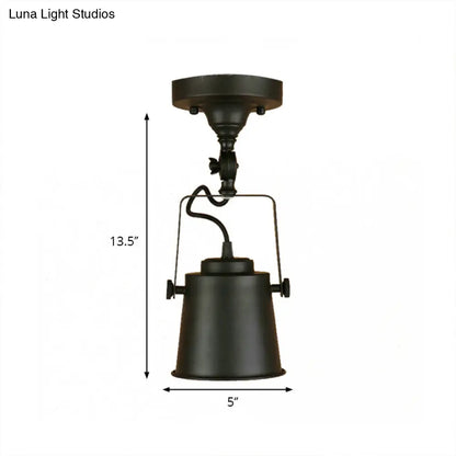 Lámpara de techo DecorBites™ con pantalla de cubo de metal antiguo - Lámpara colgante semiempotrada giratoria para salas de estar - 1 bombilla, negro/óxido