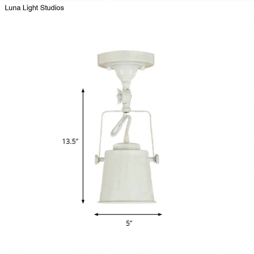 Lámpara de techo DecorBites™ con pantalla de cubo de metal antiguo - Lámpara colgante semiempotrada giratoria para salas de estar - 1 bombilla, negro/óxido