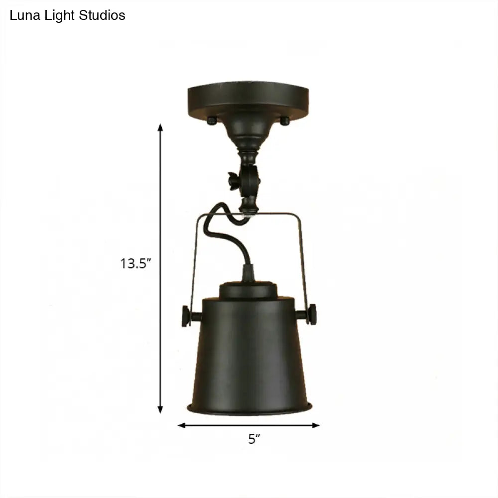 Lámpara de techo DecorBites™ con pantalla de cubo de metal antiguo - Lámpara colgante semiempotrada giratoria para salas de estar - 1 bombilla, negro/óxido