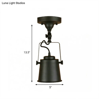 Lámpara de techo DecorBites™ con pantalla de cubo de metal antiguo - Lámpara colgante semiempotrada giratoria para salas de estar - 1 bombilla, negro/óxido