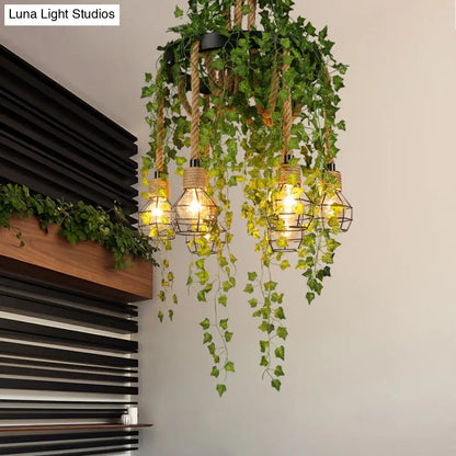 Lámpara de techo colgante de metal antiguo: lámpara de techo para restaurante con 6 bombillas en color negro