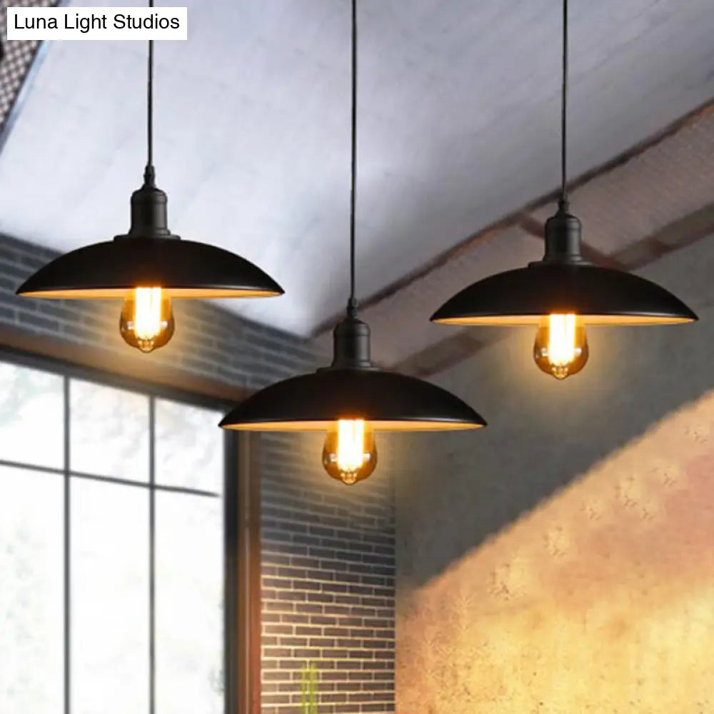 Antique Metal Pot Lid Pendant Light - Ideal for Restaurants - 1-Light Hanging Fixture