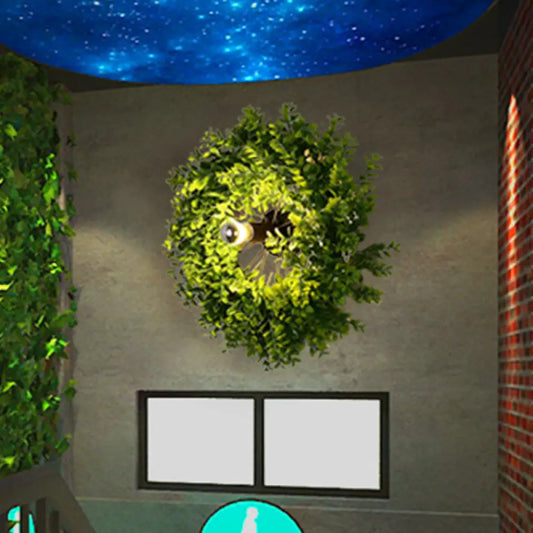 مصباح حائط معدني عتيق - تصميم عجلة عربة مع إضاءة LED للمطاعم - مثبت على الحائط باللون الأسود