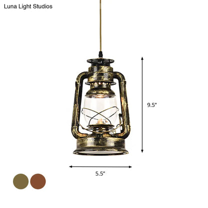 Antique Metal Single Pendant Hanging Lamp - Kerosene Restaurant Lighting with Bronze/Copper Finish, 5.5"/6.5"/8.5" Wide