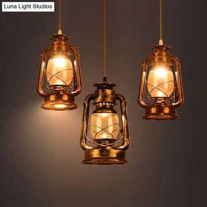 Antique Metal Single Pendant Hanging Lamp - Kerosene Restaurant Lighting with Bronze/Copper Finish, 5.5"/6.5"/8.5" Wide