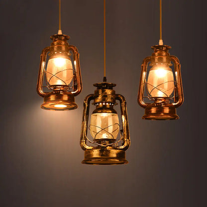 Antique Metal Single Pendant Hanging Lamp - Kerosene Restaurant Lighting with Bronze/Copper Finish, 5.5"/6.5"/8.5" Wide