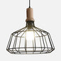 Antique Metal Wire Cage Pendant Lamp with Cone Shade for Living Room