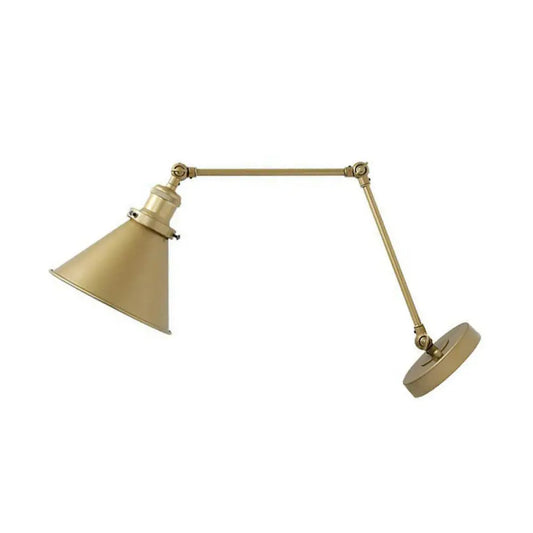 DecorBites™ Antique Metallic Conical Bedside Wall Lamp with Swing Arm - Brass Plug-in/Plug-less Wall Mounted Light