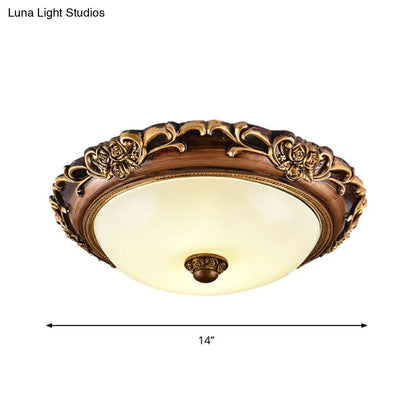 Lámpara de techo DecorBites™ con cúpula de cristal de leche antiguo, LED, montaje empotrado, color marrón, 14"/16"/19.5" de diámetro