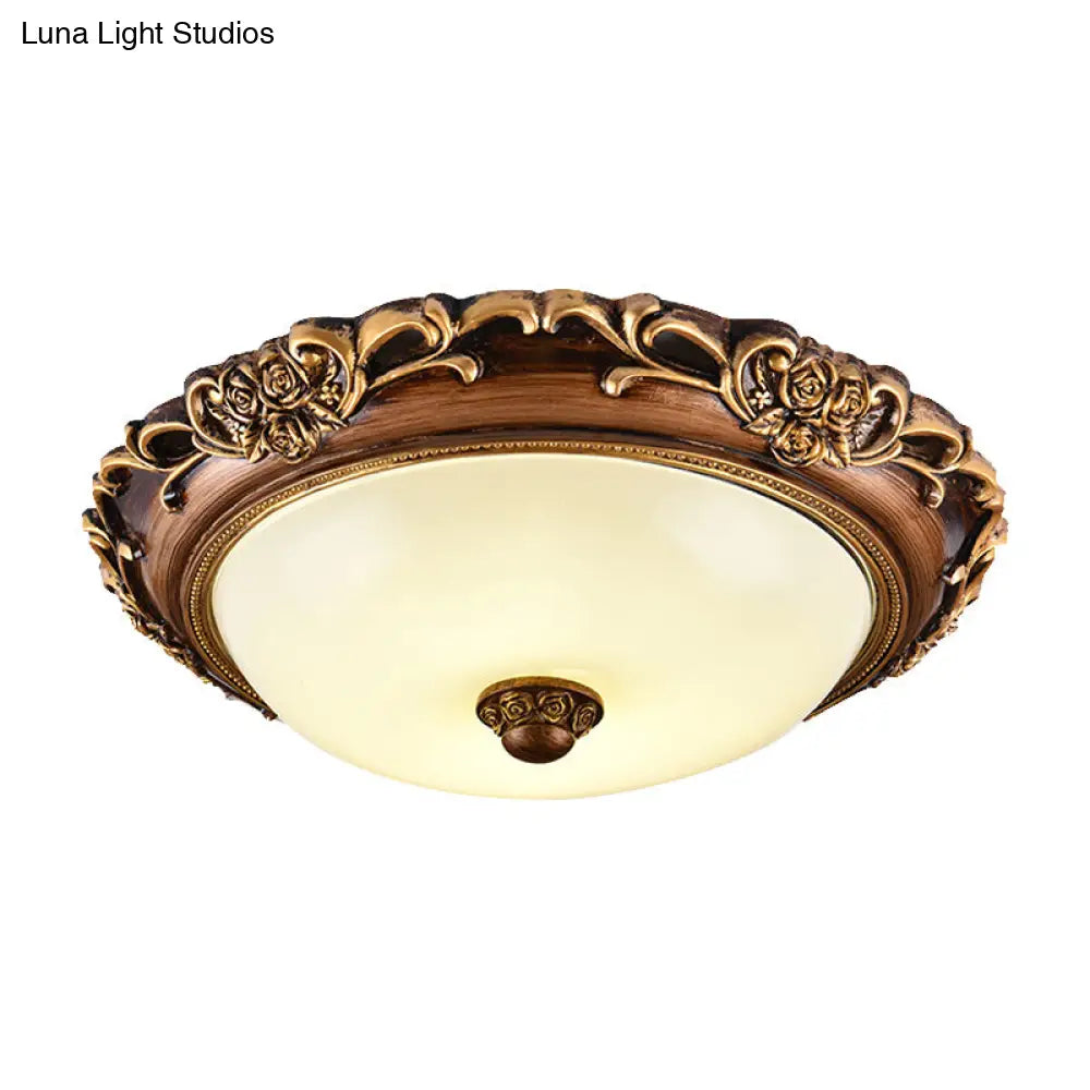 Lámpara de techo DecorBites™ con cúpula de cristal de leche antiguo, LED, montaje empotrado, color marrón, 14"/16"/19.5" de diámetro