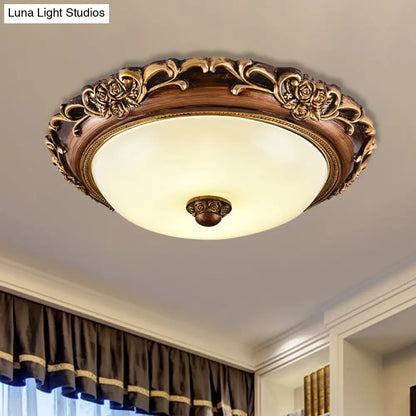 Lámpara de techo DecorBites™ con cúpula de cristal de leche antiguo, LED, montaje empotrado, color marrón, 14"/16"/19.5" de diámetro