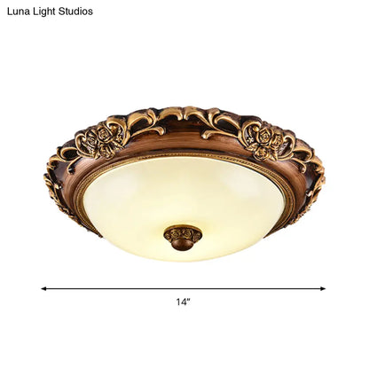 Lámpara de techo DecorBites™ con cúpula de cristal de leche antiguo, LED, montaje empotrado, color marrón, 14"/16"/19.5" de diámetro