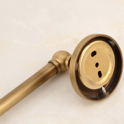 Antique ornate brass round towel ring with antique brass finish decorbites brass featuring circular mounting plate and decorative knob