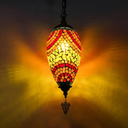 Decorbites bronze glass teardrop pendant lighting with colorful red and yellow mosaic glass tiles and chain cord for led incandescent use