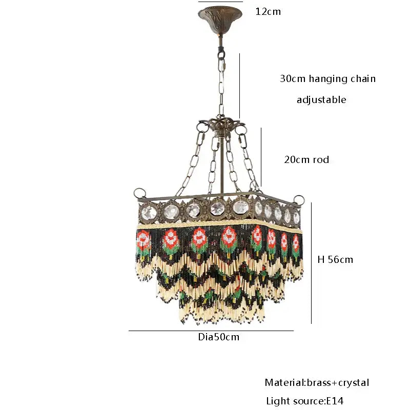 Antique retro black rose tassel pendant lights with brass chandelier and crystal beaded fringe for living room decorbites black rose