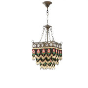 Antique retro black rose tassel pendant lights with dark metal frame and multicolor beaded fringe for living room decorbites black rose