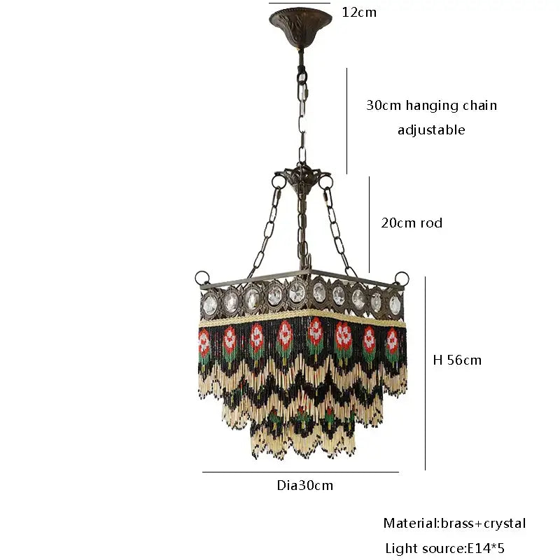 An ornate brass pendant light with black rose tassel beads and crystals for living room decorbites black rose chandelier