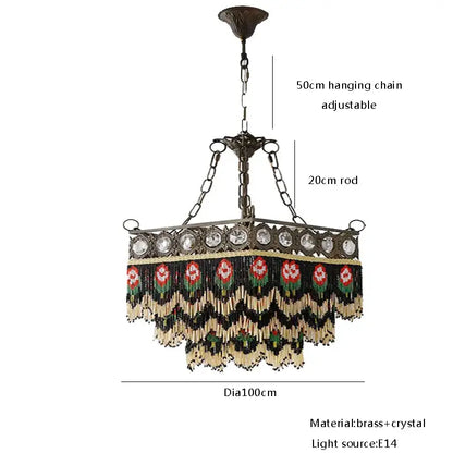 Antique retro black rose tassel pendant lights with brass chandelier, crystal accents, and black rose tassel fringe decorbites black rose