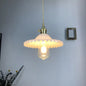 Antique Ribbed Glass Cone Pendant Light Fixture - 1-Light Restaurant Hanging Lighting