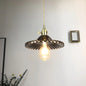 Antique Ribbed Glass Cone Pendant Light Fixture - 1-Light Restaurant Hanging Lighting