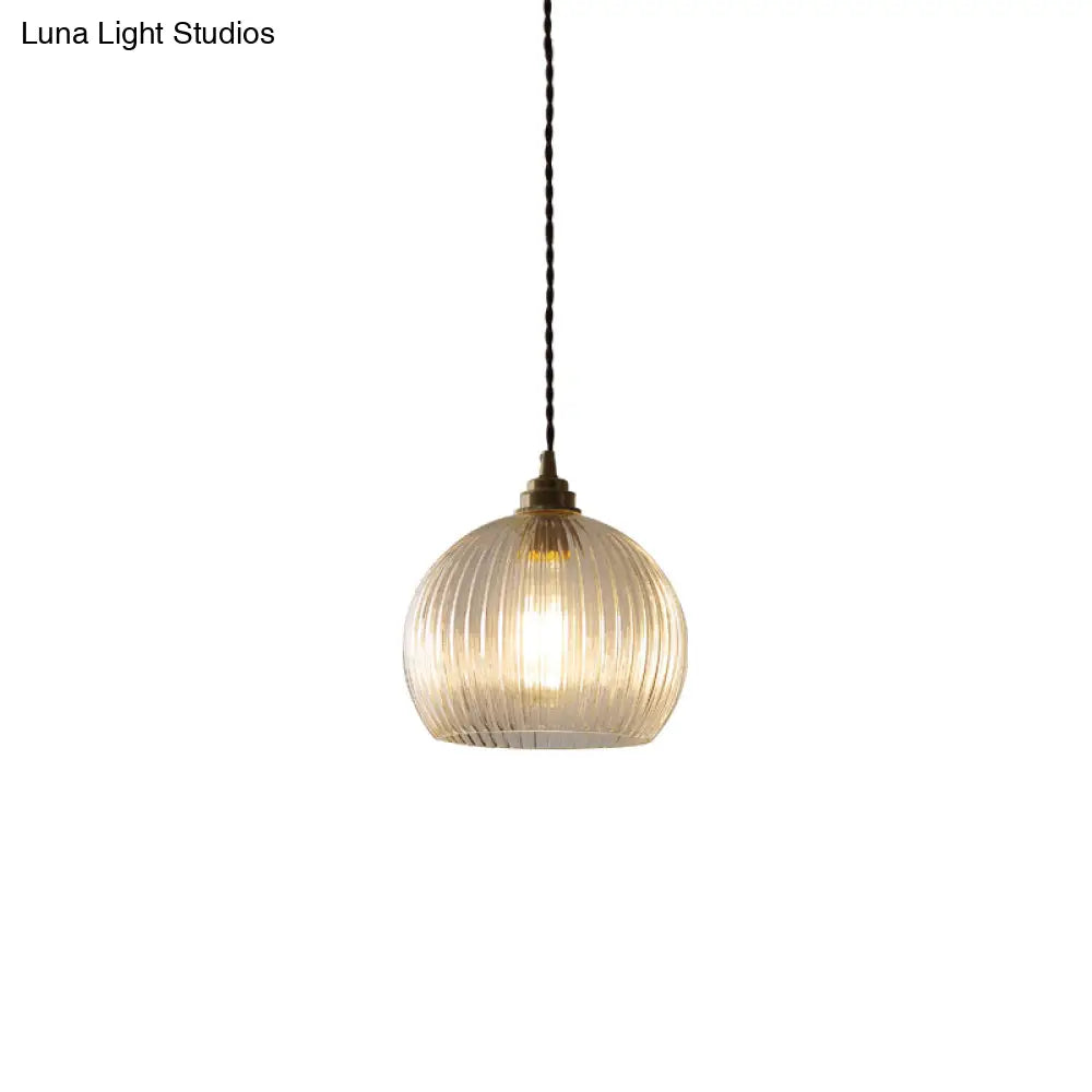 Lámpara colgante antigua de cristal acanalado - Lámpara de techo de 1 luz para restaurante