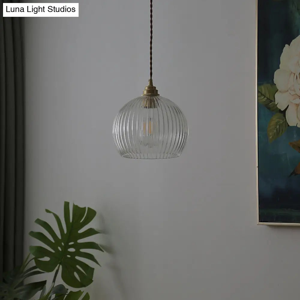 Lámpara colgante antigua de cristal acanalado - Lámpara de techo de 1 luz para restaurante