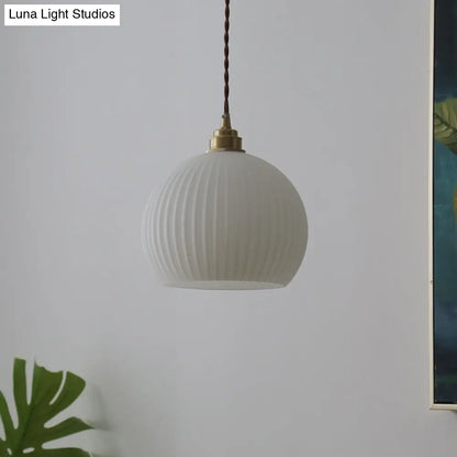 Lámpara colgante antigua de cristal acanalado - Lámpara de techo de 1 luz para restaurante