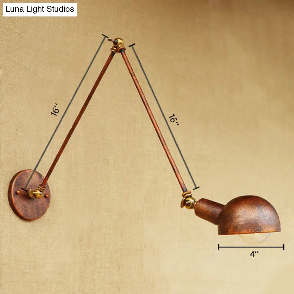 Aplique de pared antiguo de metal oxidado con brazo articulado para estudio - Lámpara de 1 luz
