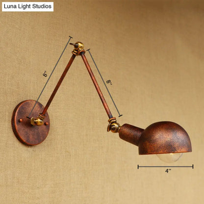 Aplique de pared antiguo de metal oxidado con brazo articulado para estudio - Lámpara de 1 luz