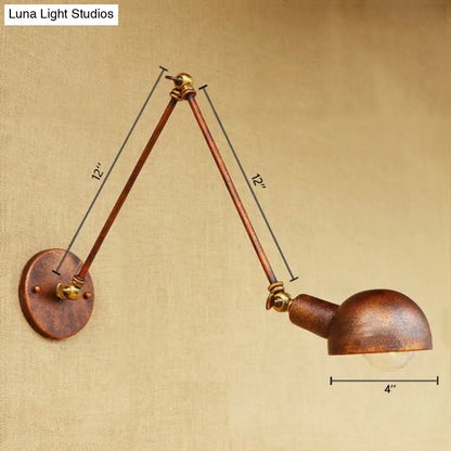 Aplique de pared antiguo de metal oxidado con brazo articulado para estudio - Lámpara de 1 luz