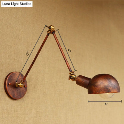 Aplique de pared antiguo de metal oxidado con brazo articulado para estudio - Lámpara de 1 luz