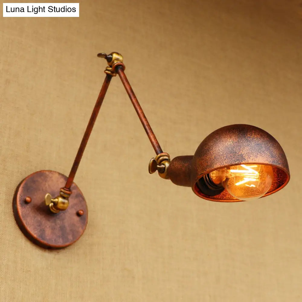 Aplique de pared antiguo de metal oxidado con brazo articulado para estudio - Lámpara de 1 luz