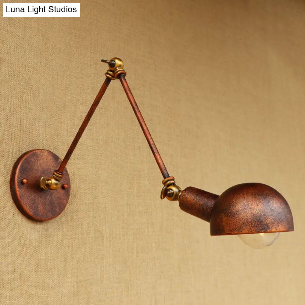 Aplique de pared antiguo de metal oxidado con brazo articulado para estudio - Lámpara de 1 luz