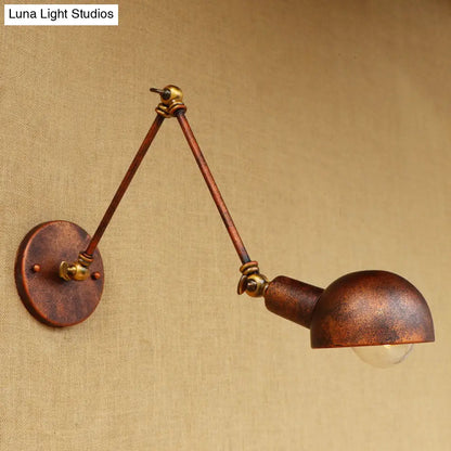 Aplique de pared antiguo de metal oxidado con brazo articulado para estudio - Lámpara de 1 luz